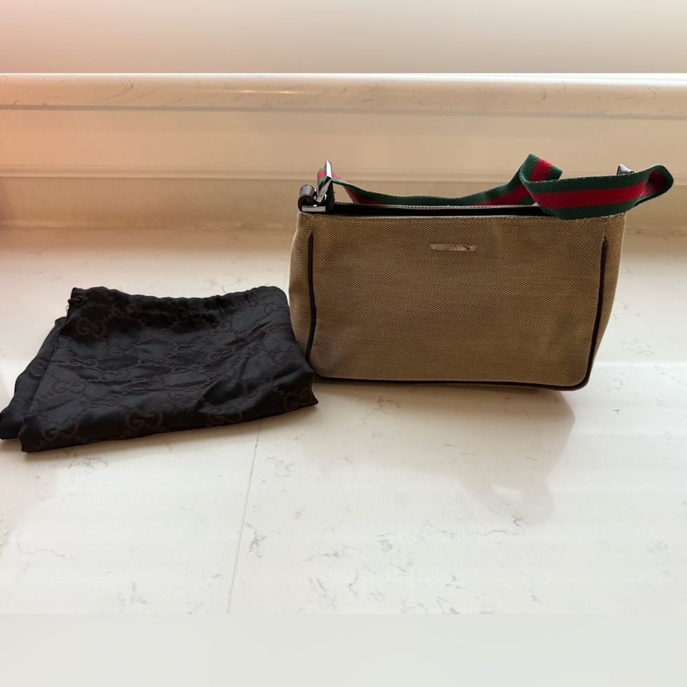 GUCCI Handbag Accessory Pouch Canvas Khaki